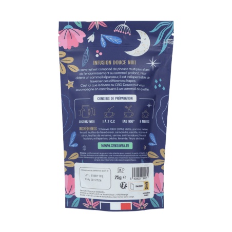 Infusion Chanvre CBD Douce Nuit - 25 gr Sensavea