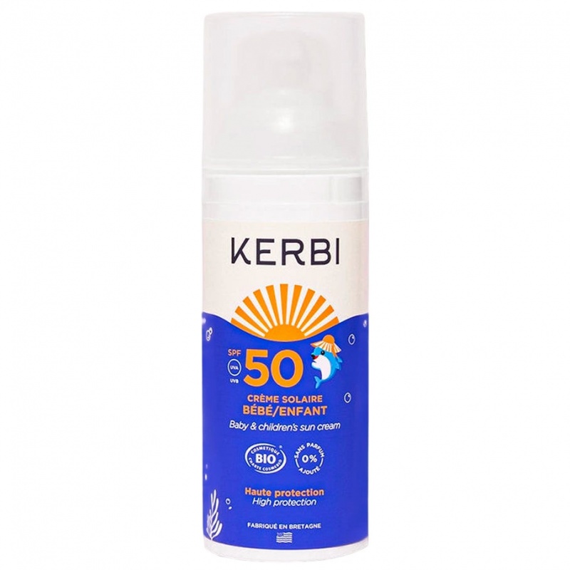 Crème solaire bio bébé et enfant SPF50 - format voyage Kerbi