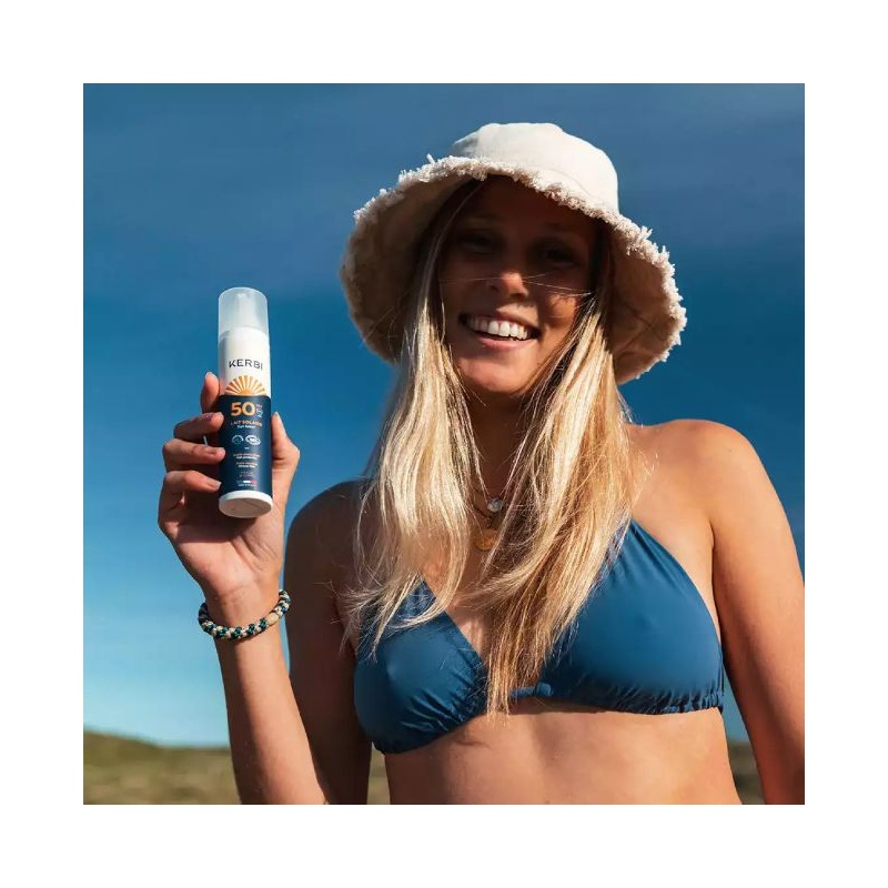 Lait solaire bio SPF50 parfum iode monoï - 100gr Kerbi