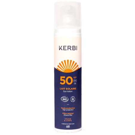 Lait solaire bio SPF50 parfum iode monoï - 100gr Kerbi - Kerbi