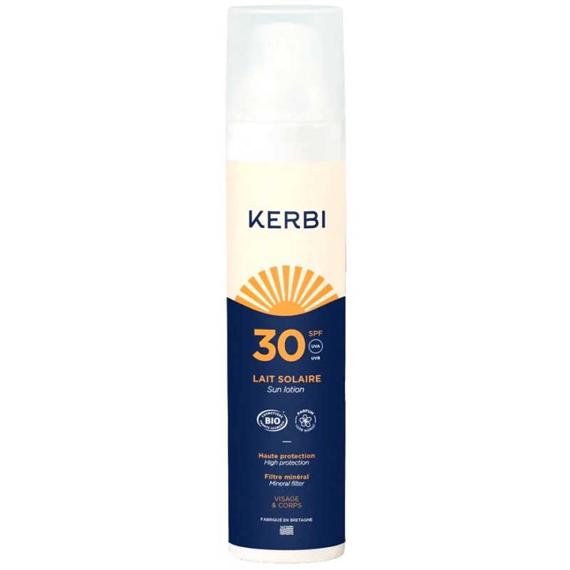 Lait solaire bio SPF30 parfum iode monoï - 100gr Kerbi