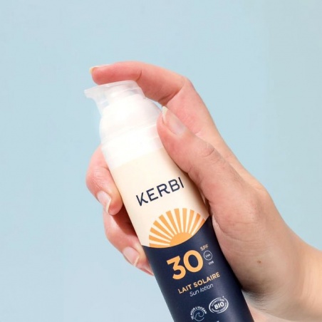 Lait solaire bio SPF30 parfum iode monoï - 100gr Kerbi