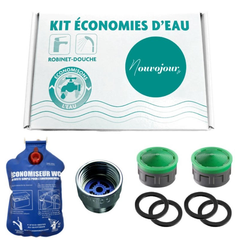Kit économie d'eau - 2 robinets 1 douche 1 wc Nouvojour
