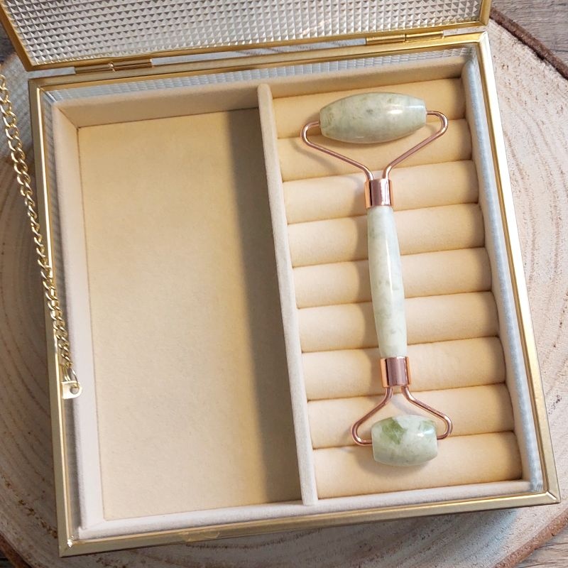 Rouleau de Massage en pierre Jade Verte