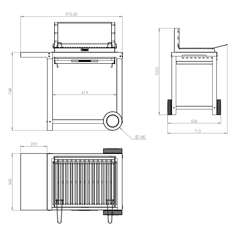 Barbecue Montory 61x40 sur chariot Le Marquier