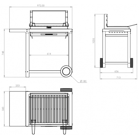 Barbecue Montory 61x40 sur chariot Le Marquier