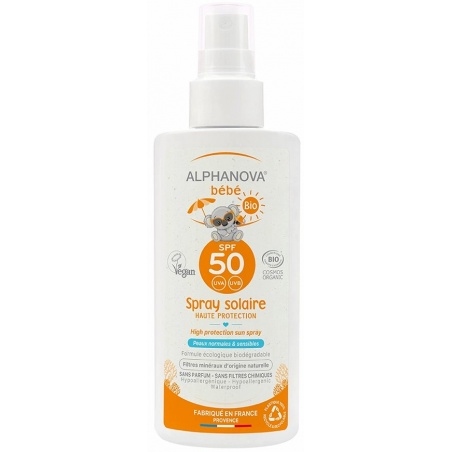 Crème solaire spray bébé SPF50 bio Alphanova - Alphanova