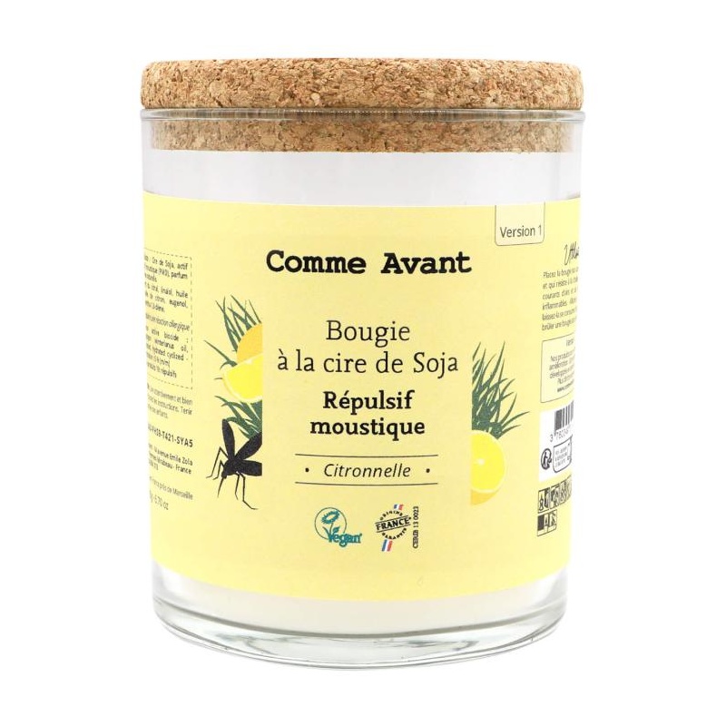 Bougie anti-moustique parfumée citronnelle Comme Avant
