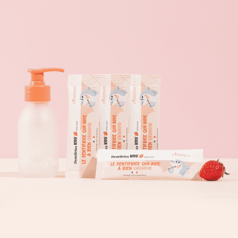 Dentifrice enfant fraise à dissoudre + 4 recharges Pimpant