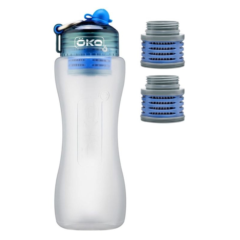 Pack Gourde filtrante ÖKO 1L Bleue + 2 filtres de remplacement