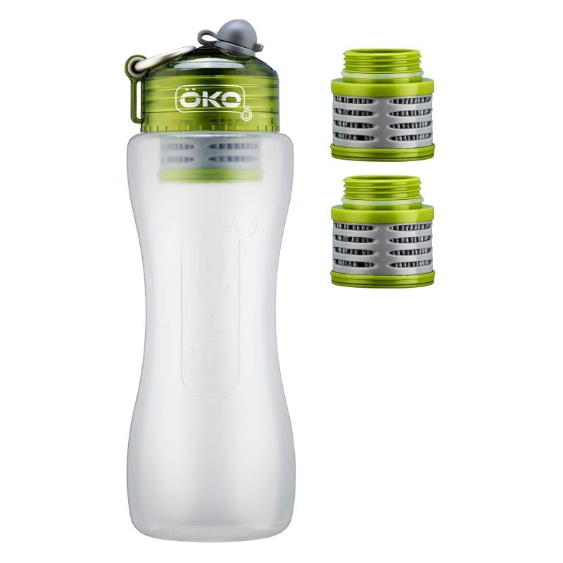 Pack Gourde filtrante ÖKO 1L Verte + 2 filtres de remplacement
