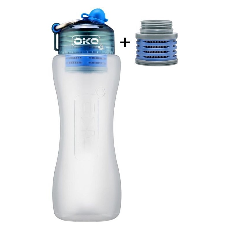 Pack Gourde filtrante ÖKO 1L Bleue + 1 filtre de remplacement