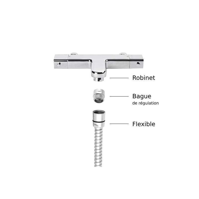 Installation bague de régulation de débit pour douche 10L/min Eqwergy