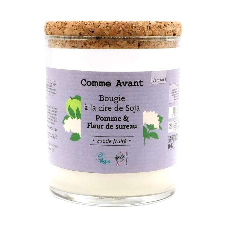 Bougie parfumée à la cire de soja - Pomme et Fleur de Sureau Comme Avant
