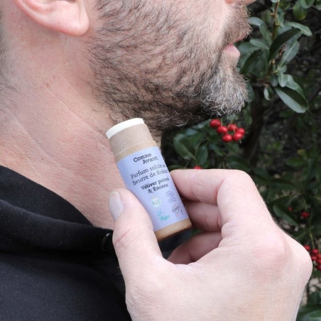 Parfum solide pour homme Vétiver poivré et Encens Comme Avant