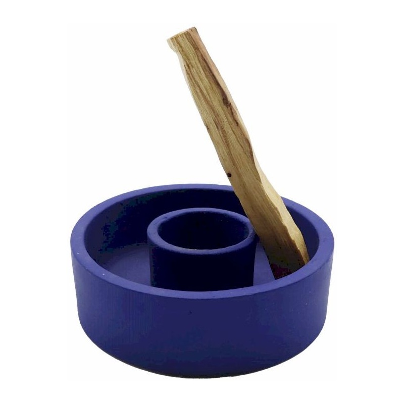 Porte-sauge En Céramique Avec Plateau - Support Pour Bâtons De Sauge Et Encens - 12x12cm - Bleu - Pour Méditation, Purification, Décoration