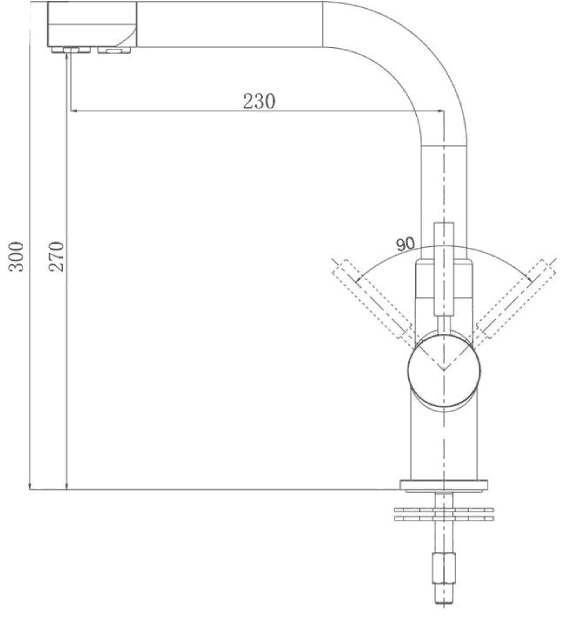 Dimensions robinet 3 voies GLIANO BR302