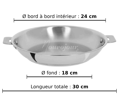 dimensions de la poêle CRISTEL Casteline P24QMP