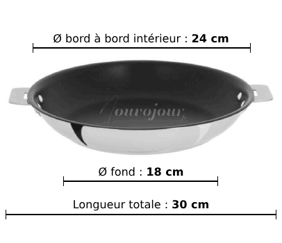 dimensions de la poêle CRISTEL Casteline P24QMPE avec revêtement antiadhérent