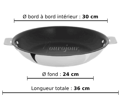 dimensions de la poêle CRISTEL Casteline P30QMPE avec revêtement antiadhérent