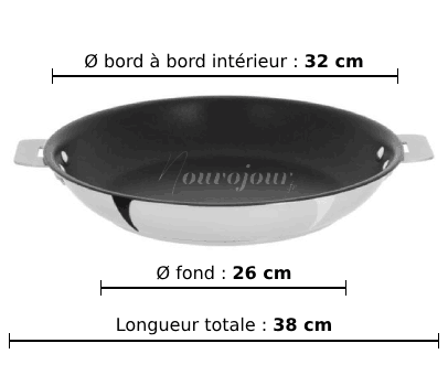 dimensions de la poêle CRISTEL Casteline P32QMPE avec revêtement antiadhérent