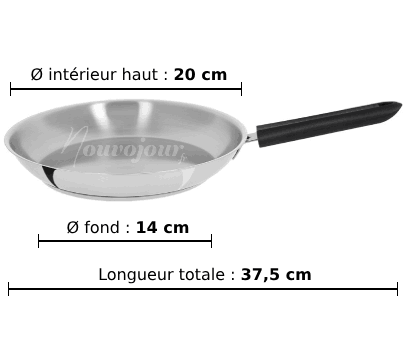 dimensions de la poêle CRISTEL Mutine P20M2N